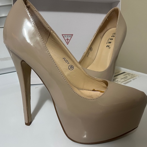 Chic Beige Platform Heels - Picture 2 of 5